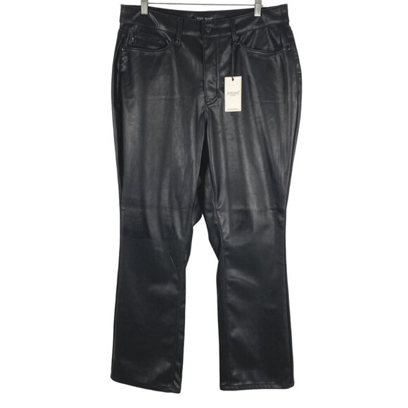 Judy Blue Faux Leather Straight Pants Size 14W Black Solid‎ NWT PT-2127 - Picture 1 of 14